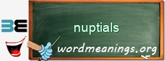 WordMeaning blackboard for nuptials